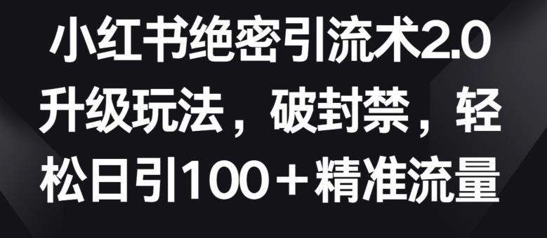 小红书绝密引流术2.0升级玩法，破封禁，轻松日引100+精准流量【揭秘】-179创客网