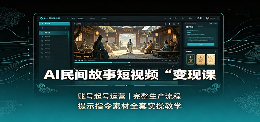 AI民间故事短视频变现课：账号起号运营，完整生产流程，提示指令素材全套实操教学-179创客网