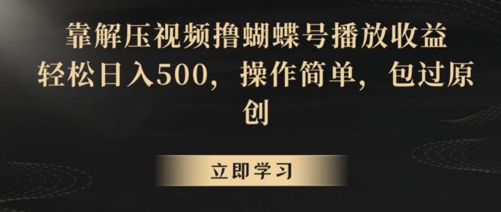 靠解压视频撸蝴蝶号播放收益，轻松日入500，操作简单，包过原创【揭秘】-179创客网