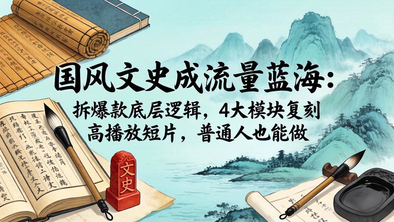 （18227期）国风文史成流量蓝海：拆爆款底层逻辑，4大模块复刻高播放短片，普通人也能做-179创客网