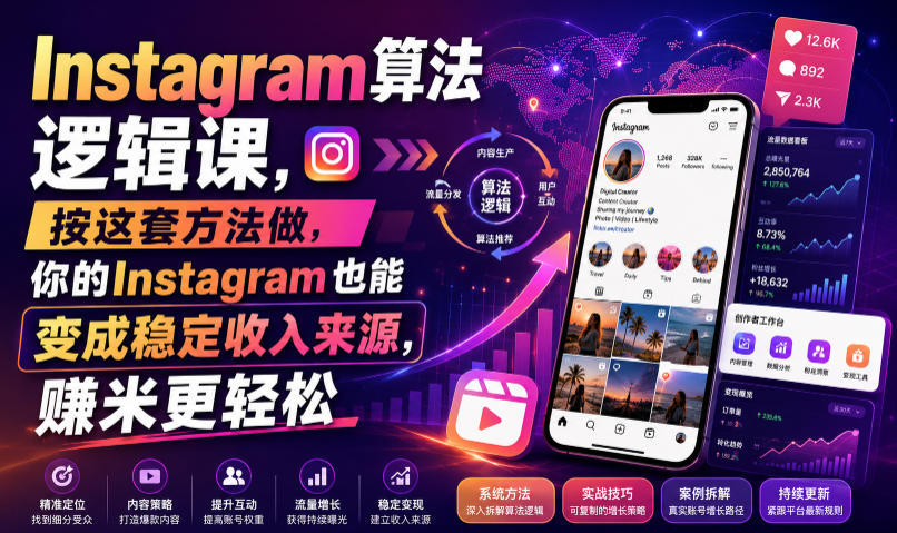 Instagram算法逻辑课，按这套方法做，你的Instagram也能变成稳定收入来源，賺米更轻松【原创双语字幕】-179创客网