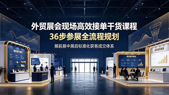 外贸展会现场高效接单干货课程，36步参展全流程规划，展前展中展后标准化获客成交体系-179创客网