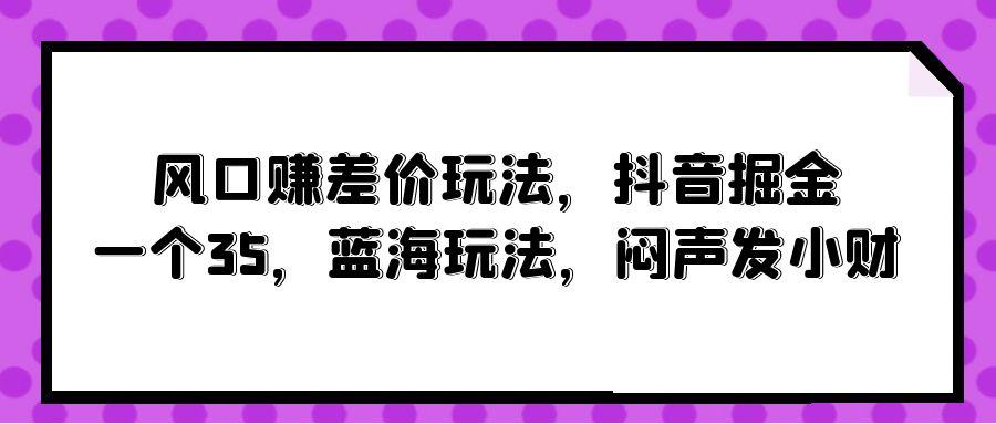 (10022期)风口赚差价玩法，抖音掘金，一个35，蓝海玩法，闷声发小财-179创客网