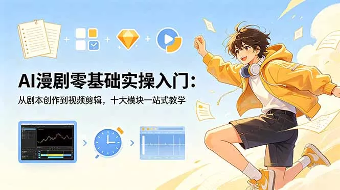 AI漫剧零基础实操入门：从剧本创作到视频剪辑，十大模块一站式教学-179创客网