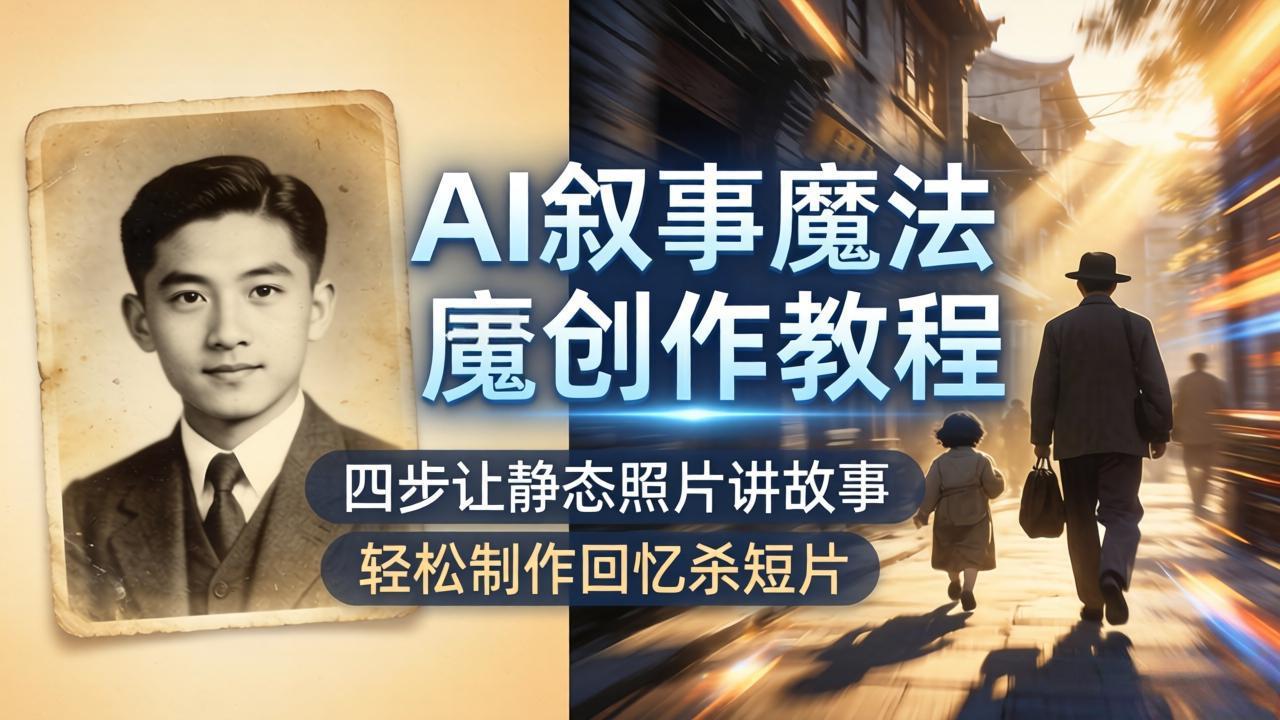 AI叙事魔法创作教程，四步让静态照片讲故事，老照片修复加动态特效，轻松制作回忆杀短片-179创客网