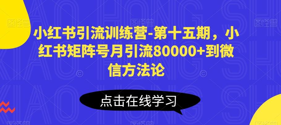 小红书引流训练营-第十五期，小红书矩阵号月引流80000+到微信方法论-网创资源