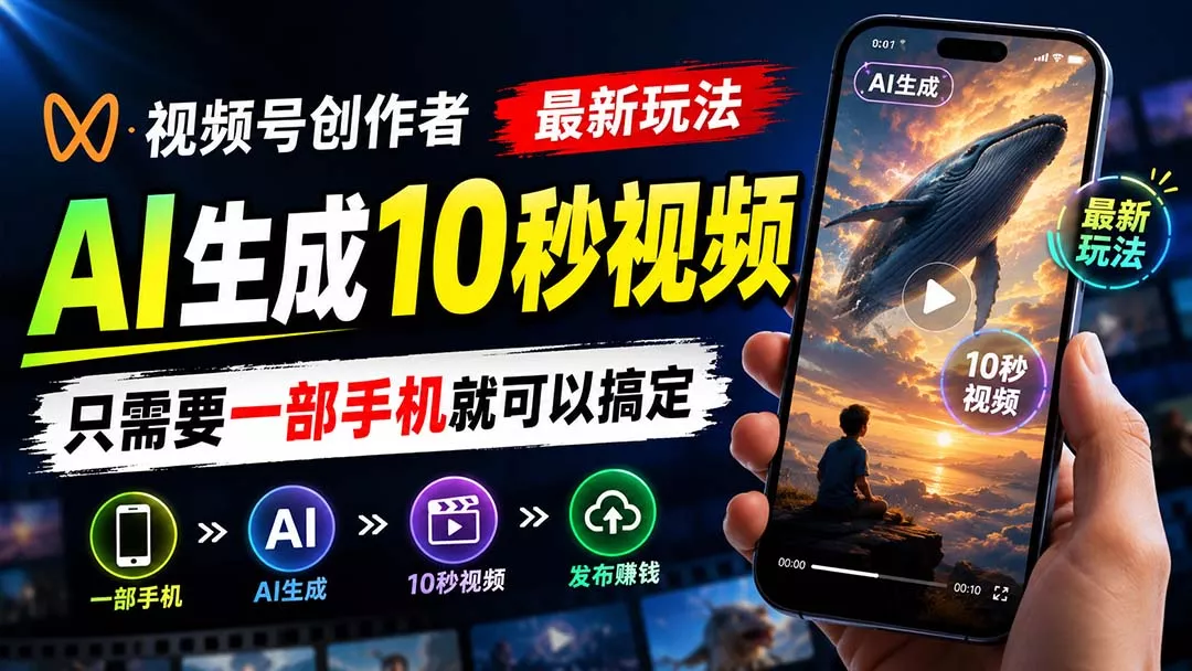 视频号创作者最新玩法，AI生成10秒视频，只需要一部手机就可以搞定-179创客网