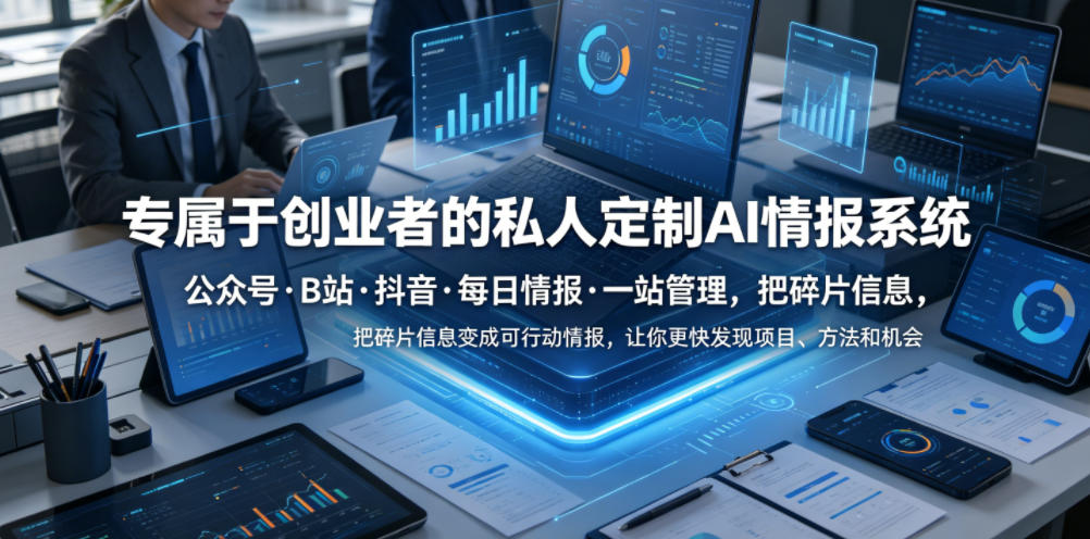 专属于创业者的私人定制AI情报系统，公众号·B站·抖音·每日情报·一站管理，把碎片信息变成可行动情报，让你更快发现项目、方法和机会-179创客网