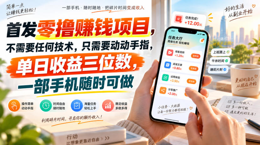 首发零撸賺钱项目，不需要任何技术，只需要动动手指，单日收益三位数，一部手机随时可做【揭秘】-179创客网