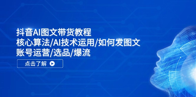 抖音AI图文带货教程：核心算法/AI技术运用/如何发图文/账号运营/选品/爆流-179创客网