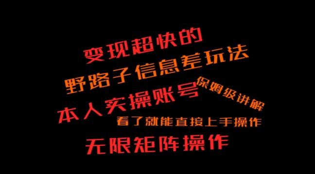 变现超快的野路子信息差玩法，本人实操账号保姆级讲解-179创客网
