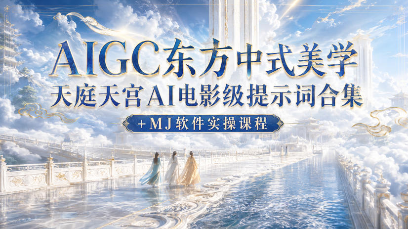 AIGC东方中式美学天庭天宫AI电影级提示词合集+MJ软件实操课程-179创客网