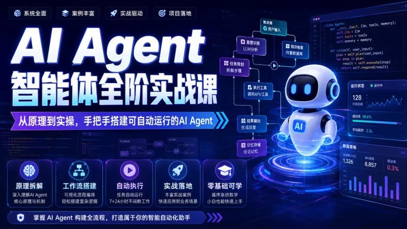 AI Agent智能体全阶实战课，从原理到实操，手把手搭建可自动运行的AI Agent-179创客网
