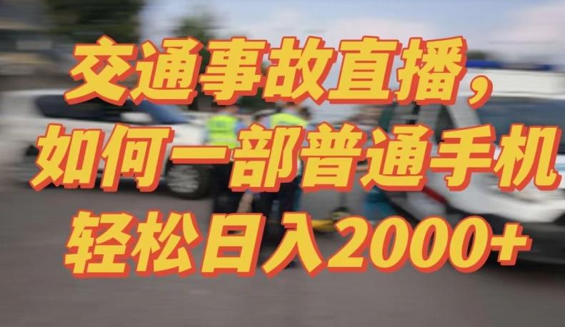2024最新玩法半无人交通事故直播，实战式教学，轻松日入2000＋，人人都可做【揭秘】-179创客网