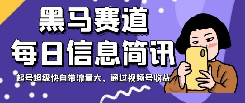 黑马赛道每日信息简讯，起号超级快自带流量大，通过视频号收益【揭秘】-179创客网