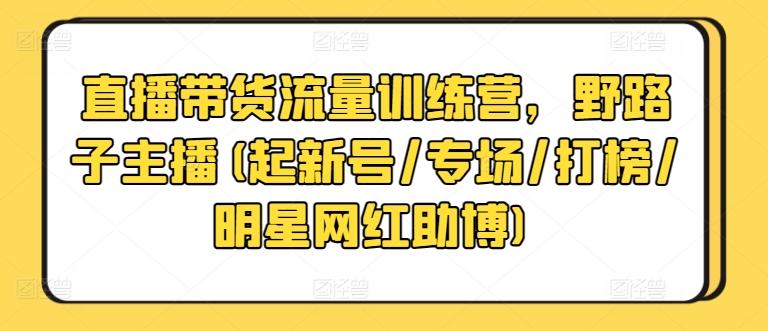 直播带货流量训练营，野路子主播(起新号/专场/打榜/明星网红助博)-179创客网