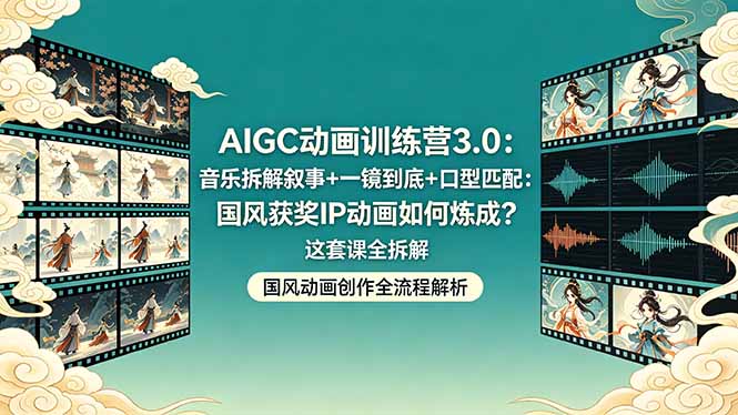 AIGC动画训练营3.0：音乐拆解叙事+一镜到底+口型匹配：国风获奖IP动画如何炼成？这套课全拆解-179创客网