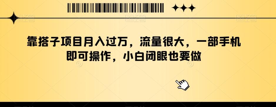 靠搭子项目月入过万，流量很大，一部手机即可操作，小白闭眼也要做-179创客网