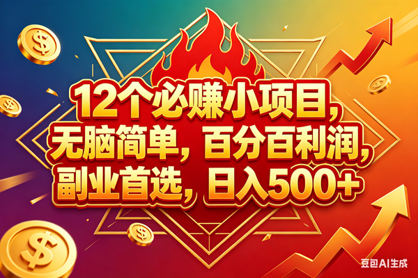 （18272期）12个必赚钱的小项目，百分百赚米，无脑简单，副业首选，日入600+-179创客网