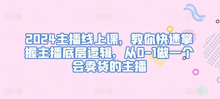 2024主播线上课，教你快速掌握主播底层逻辑，从0-1做一个会卖货的主播-179创客网