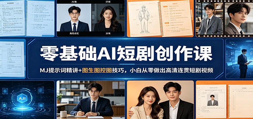 零基础AI短剧创作课：MJ提示词精讲+图生图控图技巧，小白从零做出高清连贯短剧视频-179创客网