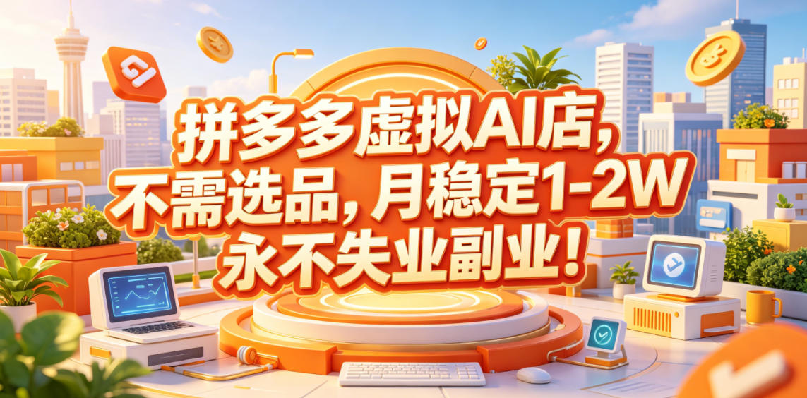 拼多多虚拟AI店，不需选品，月稳定1-2W，永不失业副业！【揭秘】-179创客网