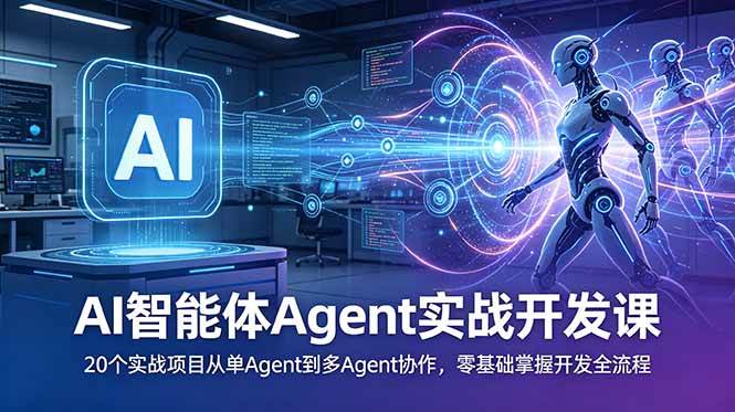 （18983期）AI智能体Agent实战开发课：20个实战项目从单Agent到多Agent协作，零基础掌握开发全流程-179创客网