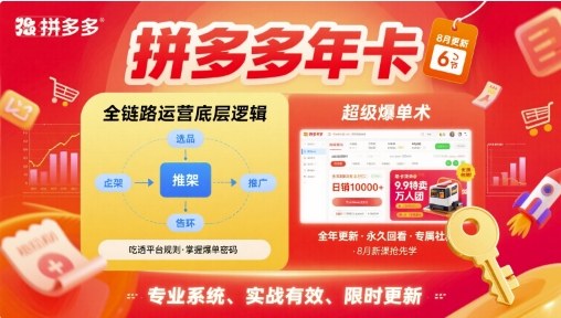 拼多多年卡，拼多多全链路运营底层逻辑，超级爆单术【更新26年8月】-179创客网