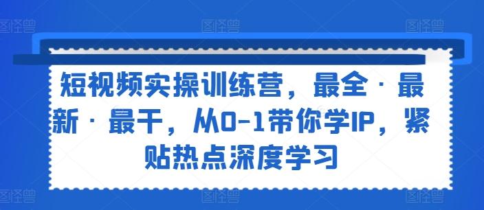 短视频实操训练营，最全·最新·最干，从0-1带你学IP，紧贴热点深度学习-179创客网