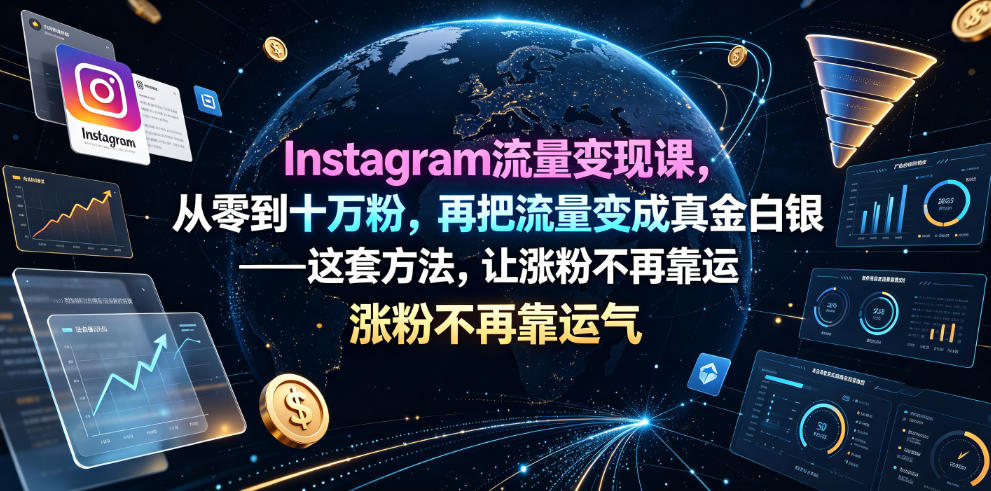 Instagram流量变现课，从零到十万粉，再把流量变成真金白银——这套方法，让涨粉不再靠运气【原创双语字幕】-179创客网