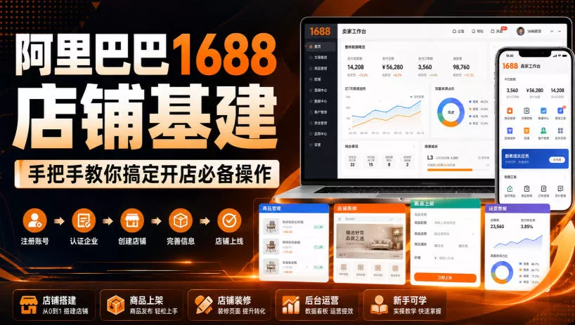 阿里巴巴1688店铺基建，手把手教你搞定开店必备操作(更新8月)-179创客网
