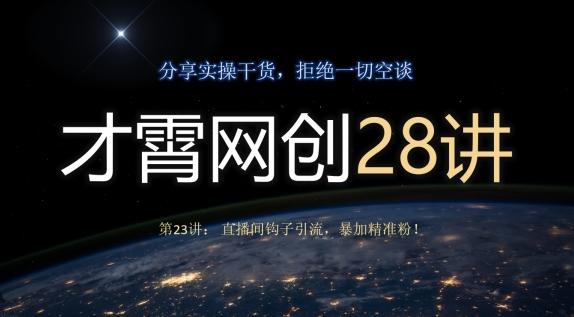 才霄网创28讲第23讲：直播间钩子引流，暴加精准粉！-179创客网