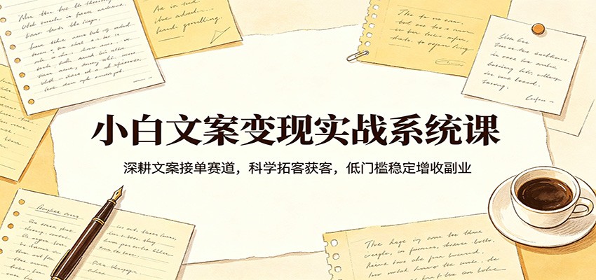 小白文案变现实战系统课：深耕文案接单赛道，科学拓客获客，低门槛稳定增收副业-179创客网