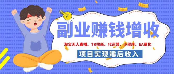 （19654期）2026年多个真实落地副业项目，手把手带你搭建被动收入管道（淘宝无人直播、海外TK拉新…-179创客网