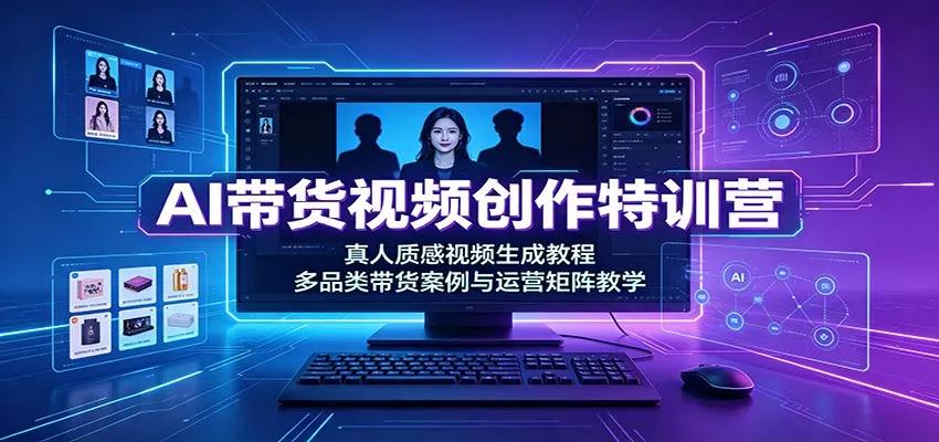 AI带货视频创作特训营：真人质感视频生成教程，多品类带货案例与运营矩阵教学-179创客网