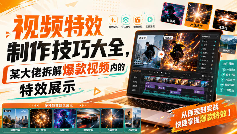 视频特效制作技巧大全，某大佬拆解爆款视频内的特效展示-179创客网