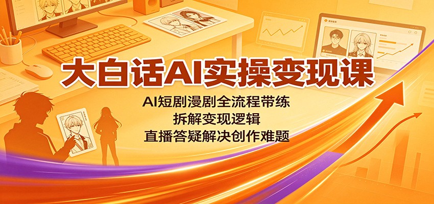 大白话AI实操变现课：AI短剧漫剧全流程带练，拆解变现逻辑，直播答疑解决创作难题-179创客网