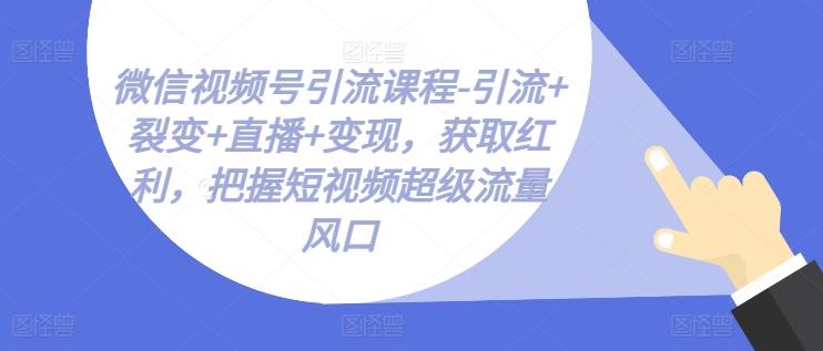 微信视频号引流课程-引流+裂变+直播+变现，获取红利，把握短视频超级流量风口-179创客网