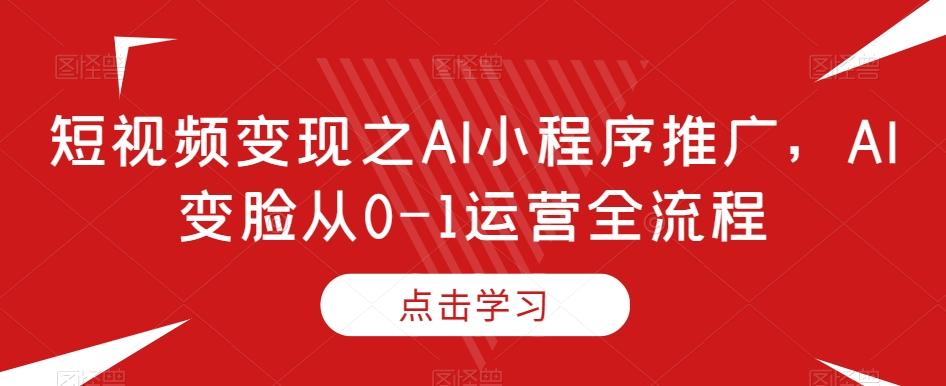 短视频变现之AI小程序推广，AI变脸从0-1运营全流程-网创资源