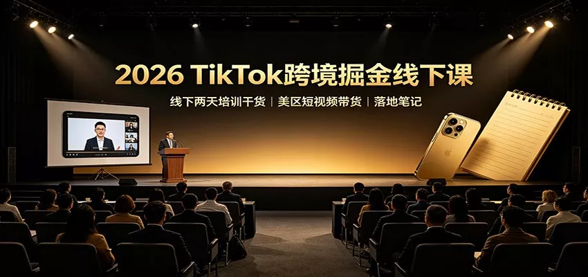 2026 TikTok跨境掘金线下课：线下两天培训干货，美区短视频带货落地笔记-179创客网