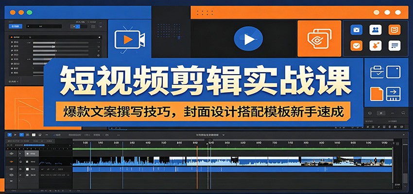 短视频剪辑实战课：爆款文案撰写技巧，封面设计搭配模板新手速成-179创客网