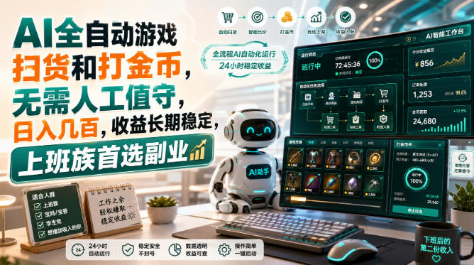 AI全自动游戏扫货和打金币，日入几百，无需人工值守！-179创客网