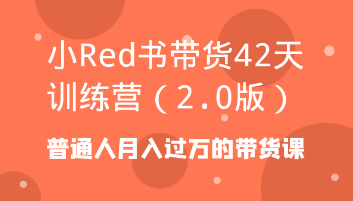 小Red书带货42天训练营(2.0版)普通人月入过万的带货课-179创客网