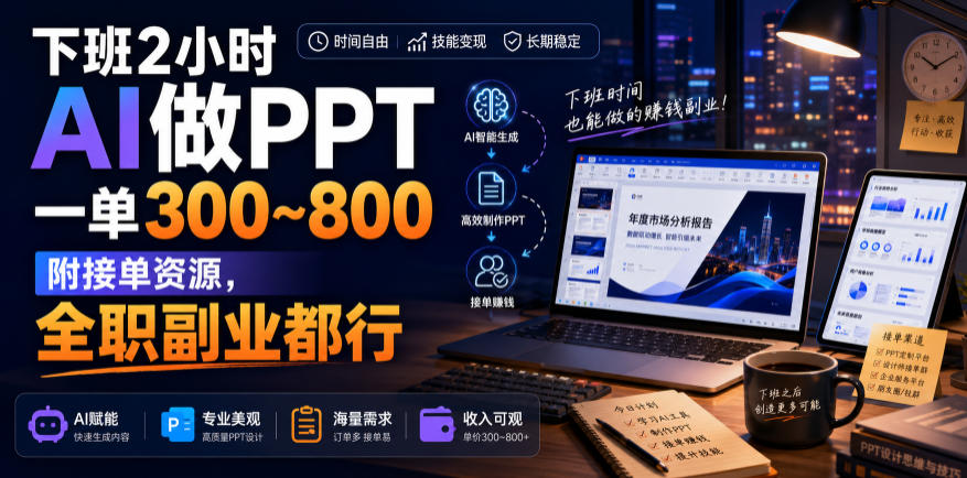 下班2小时AI做PPT，一单300~800，附接单资源，全职副业都行【揭秘】-179创客网