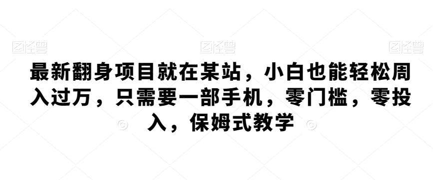 最新翻身项目就在某站，小白也能轻松周入过万，只需要一部手机，零门槛，零投入，保姆式教学-179创客网