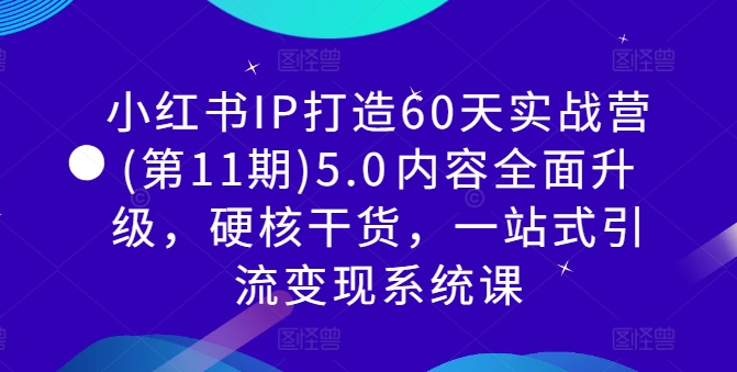 小红书IP打造60天实战营(第11期)5.0​内容全面升级，硬核干货，一站式引流变现系统课-179创客网
