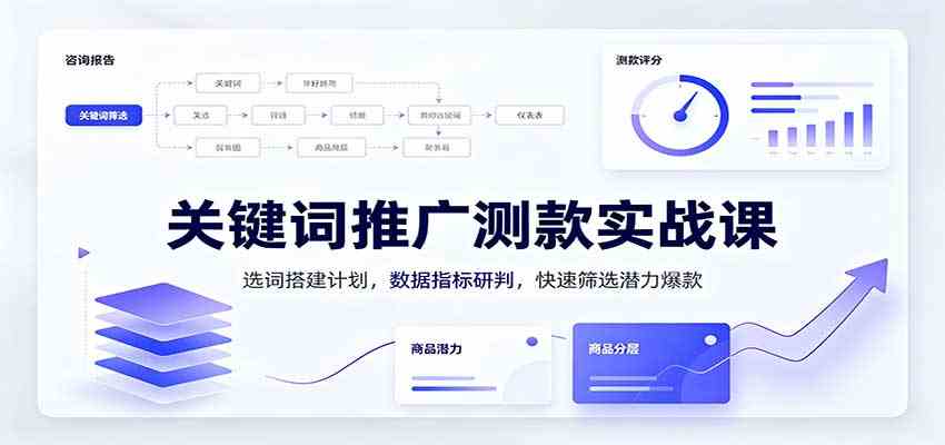 关键词推广测款实战课：选词搭建计划，数据指标研判，快速筛选潜力爆款-179创客网