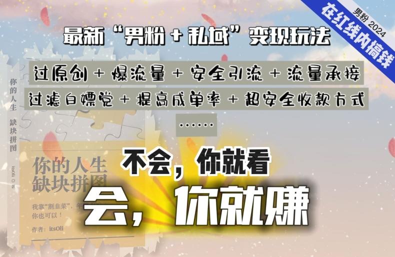 2024，“男粉+私域”还是最耐造、最赚、最轻松、最愉快的变现方式【揭秘】-179创客网