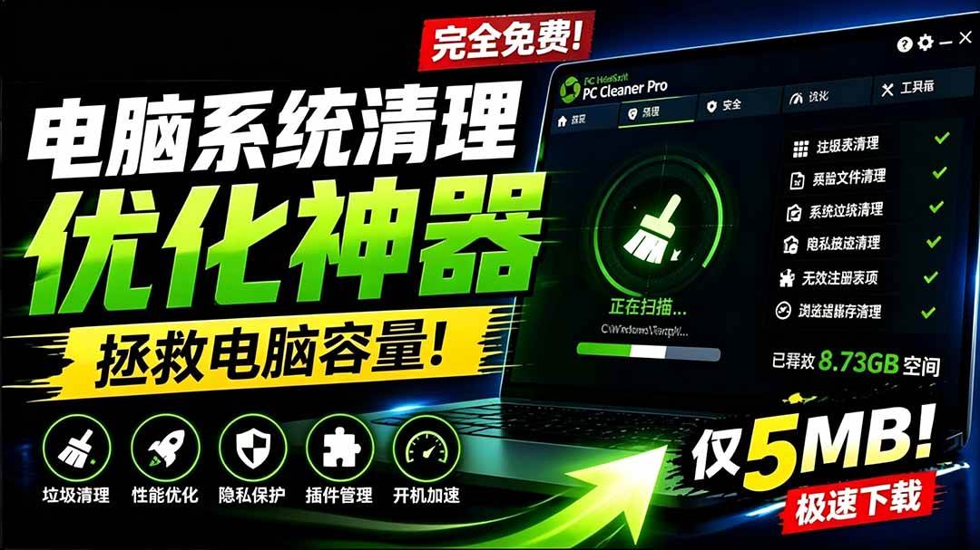 （19282期）轻松吊打Win系统自带工具！电脑清理优化神器，拯救电脑容量，仅5MB，完全免费使用 PC Cleaner Pro-179创客网