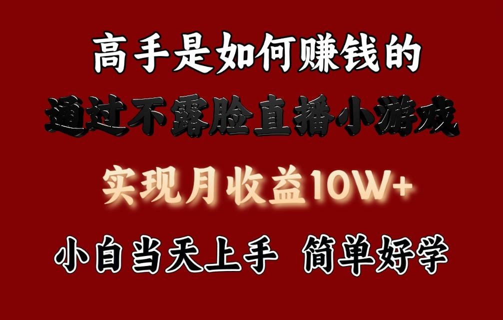 每天收益3800+，来看高手是怎么赚钱的，新玩法不露脸直播小游戏，小白当天上手-179创客网
